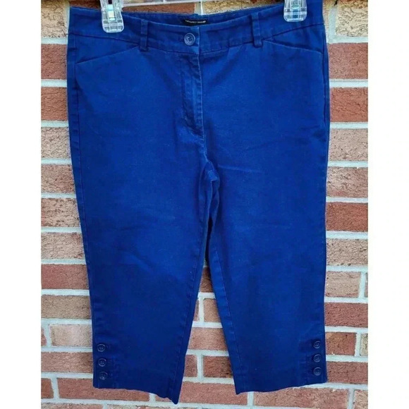 Talbots Petites Pants Women's Size 6P The Perfect Skimmer Capri Navy Blue - Picture 1 of 6